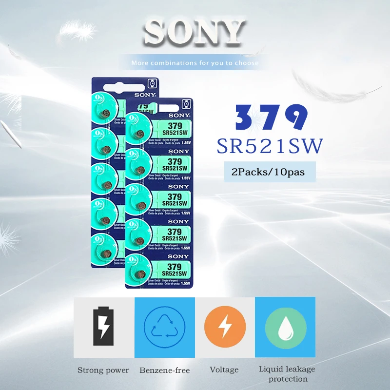 3 шт. Sony 379 SR521SW 100% оригинальный D379 SR63 V379 AG0 батарейный блок для часов Сделано в