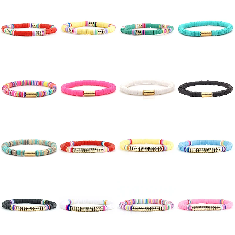 Женский Регулируемый браслет из эластичной глины 6 мм