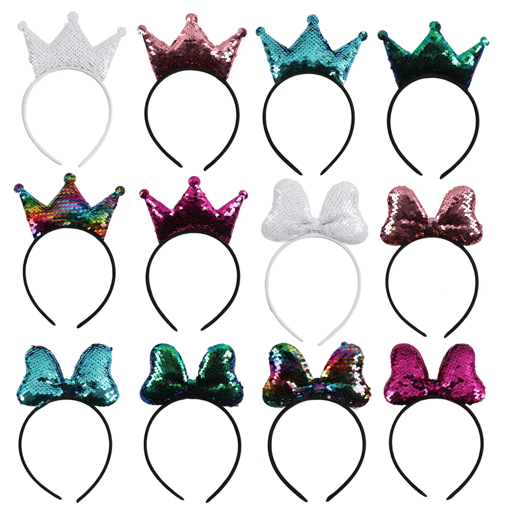 

1pcs Headwear Minnie Ear Headband Hair Band For Women Girls Sequin 3D Bow Head hoop Hair Accessories Birthday Party Hairband