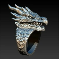 vintage gothic punk male ring domineering dragon ring hip hop mens motorcycle party jewelry gift size 6 13 wholesale