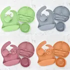 7 шт.компл. детская силиконовая тарелка-присоска, блюда для кормления ребенка, без БФА, нагрудники, ложка, Детская Нескользящая посуда