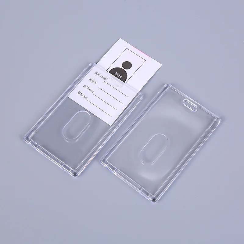 1PC Double Card Acrylic Plastic ID Badge Card Holder For Bank Credit Card Holder Protector Organizer For Documents Badge Holder