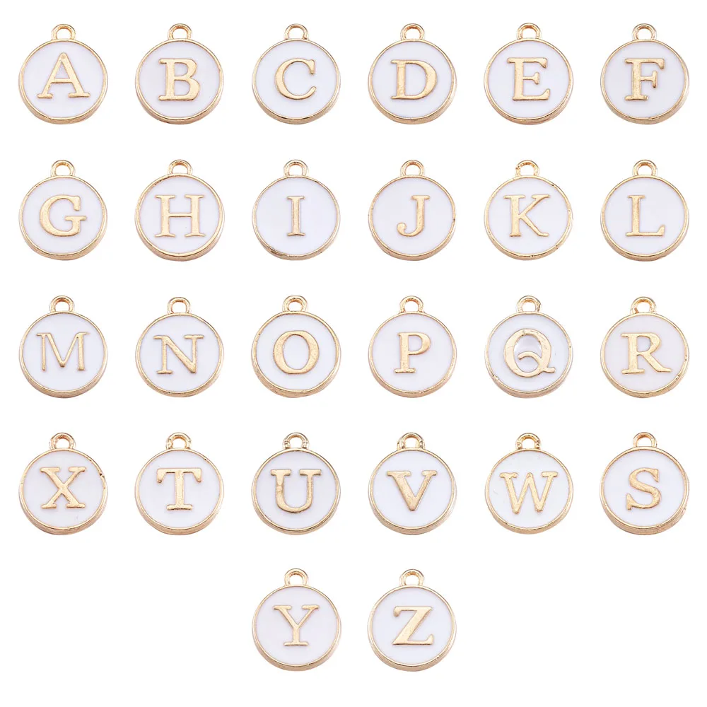 26 шт./компл. Плоские Круглые Эмалированные подвески из сплава с буквой A ~ Z для