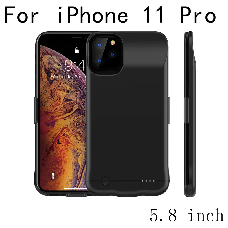 Чехол для iPhone 11, тонкая батарея, зарядное устройство, чехлы для iPhone 11 Pro Max, внешний блок питания, задняя крышка для аккумулятора - Цвет: i11 Pro-Black