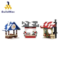 buildmoc friends high tech winter village market stalls winter building blocks effect bricks toys kids christmas holiday gift