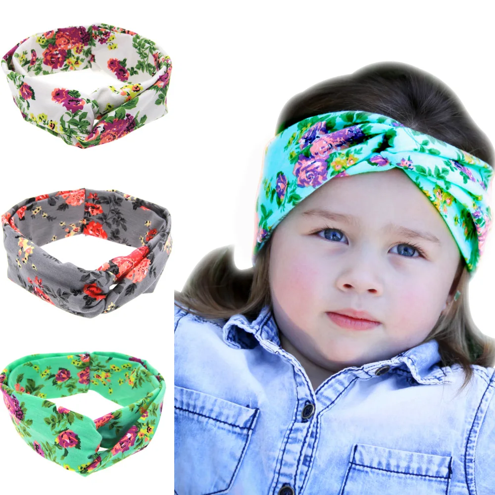 

Fashion Bohemia Printed Flower Baby Kids Newborn Hair Bands Handmade Cross Knot Headwrap Infant Toddler Children Headbands Gifts