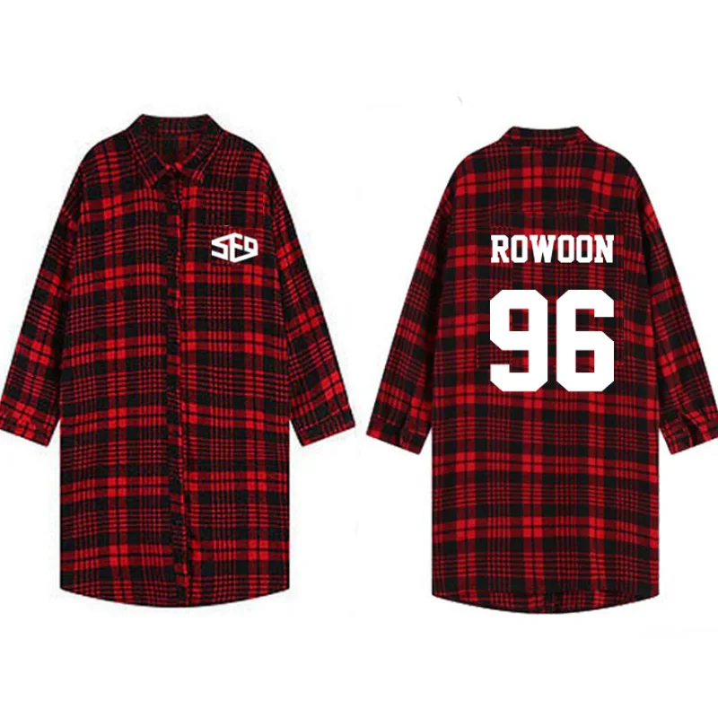 Альбом SF9 с той же рубашкой красная клетчатая куртка осень и зима Свитшот kpop