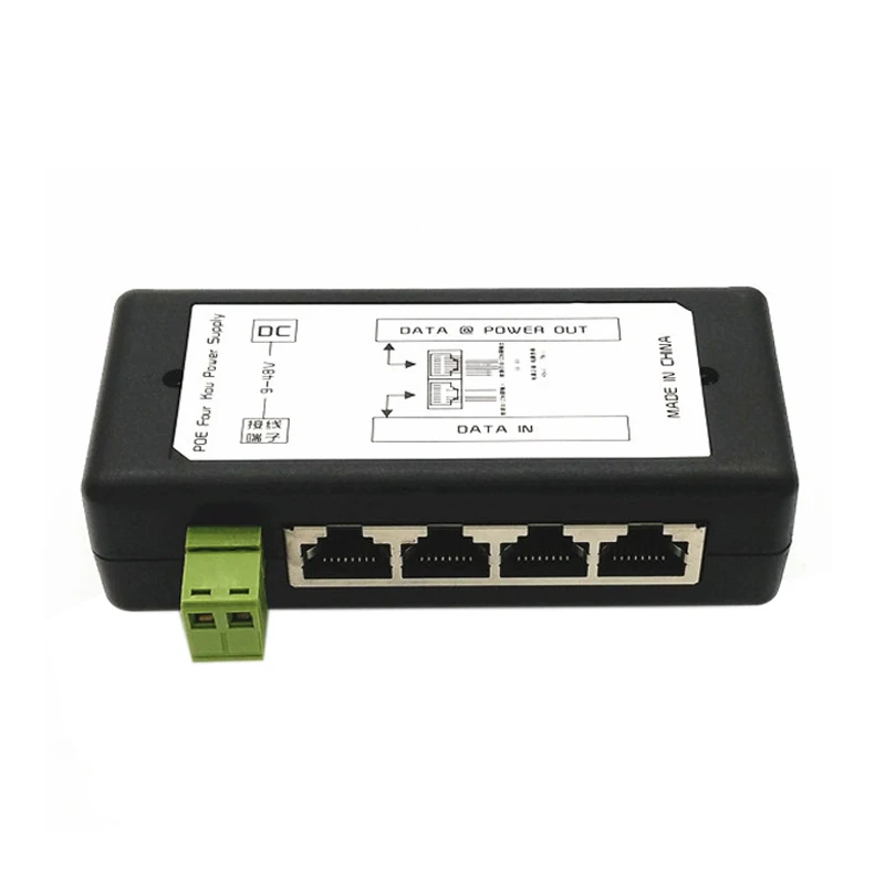 4 порта Poe Инжектор адаптер питания Ethernet блок Pin 5(+)/7 8( ) Входной Dc12V Dc48V для ip