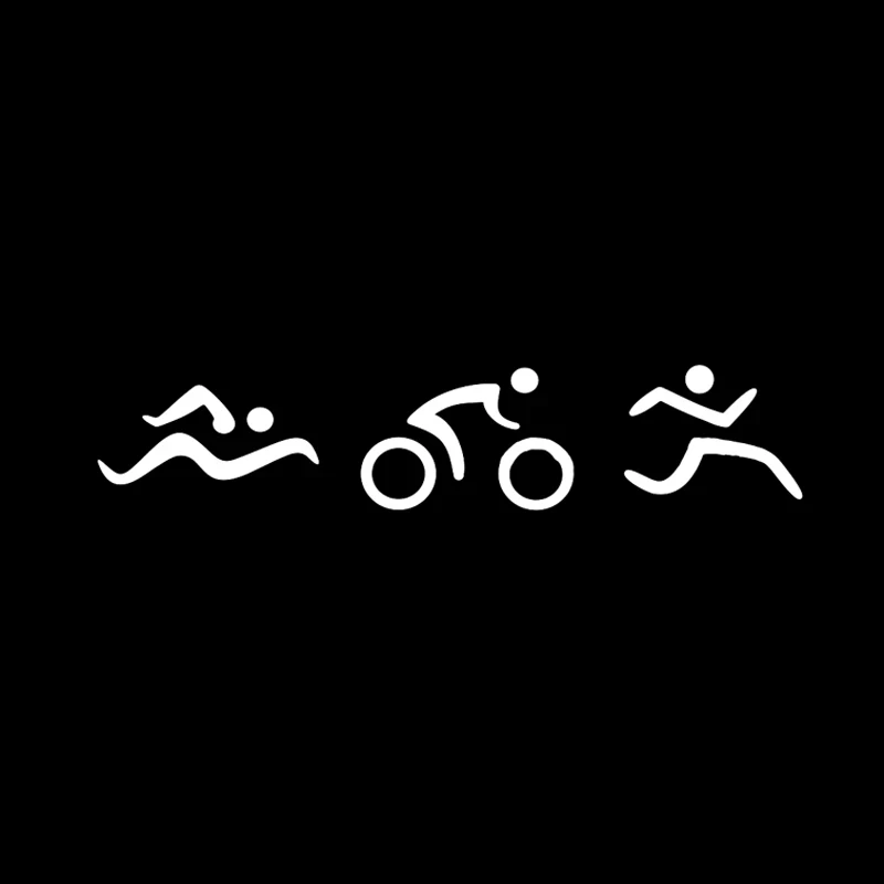 

14.3*2.9CM Coolest Triathlon Swim Cycling Run Unique Silhouette Car Sticker Vinyl Decor Graphic Black Silver