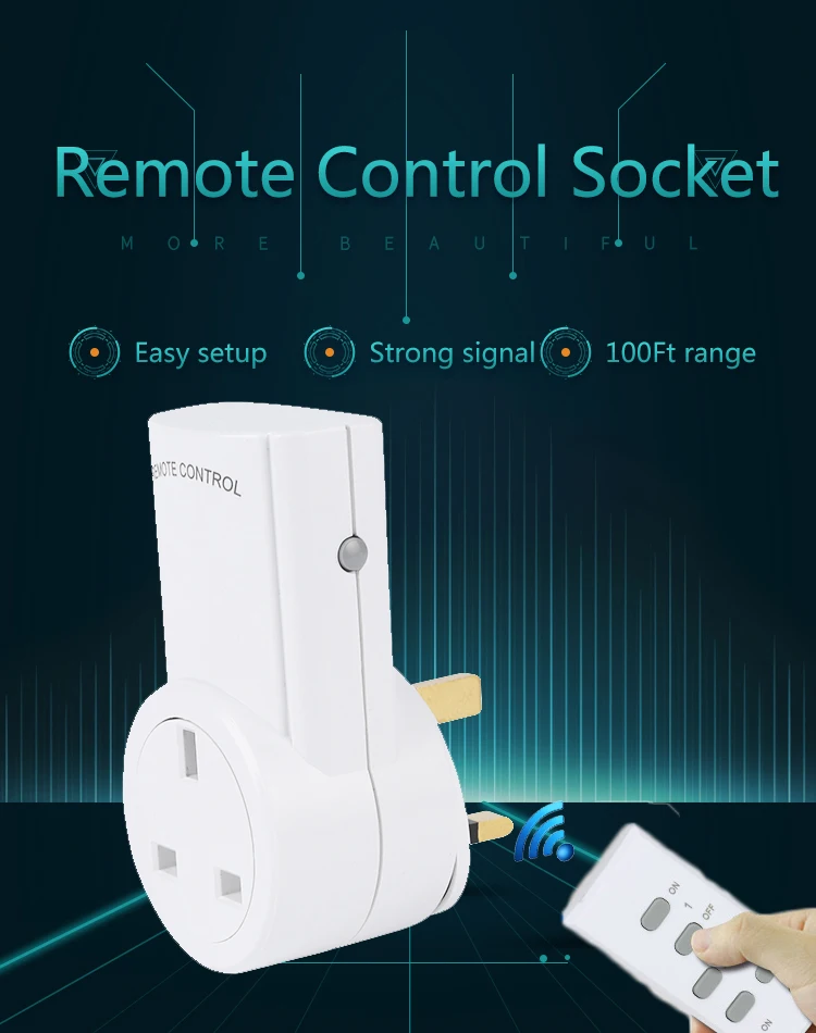 

ESPLENTY Smart Plug Remote Control Wireless Power Outlet Socket UK Standard (3 Socket+1 Remote)