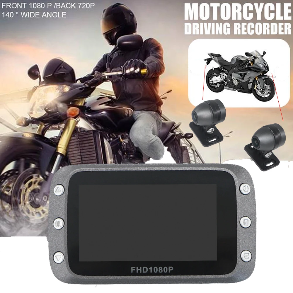 Видеорегистраторы для мотоциклов Dash Cam WiFi 1080P + 720P Full HD спереди и вид сзади