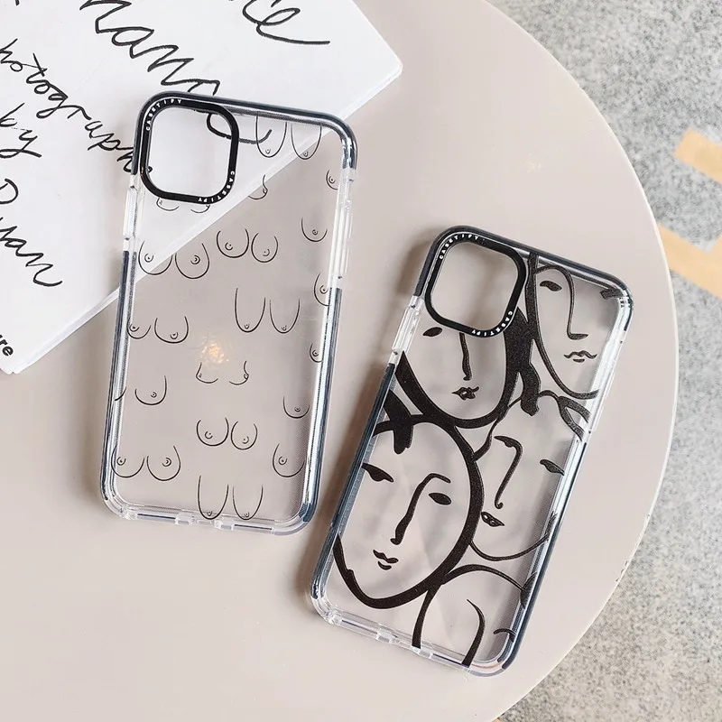 INS простой Абстрактная живопись женщина прозрачный чехол для мобильного