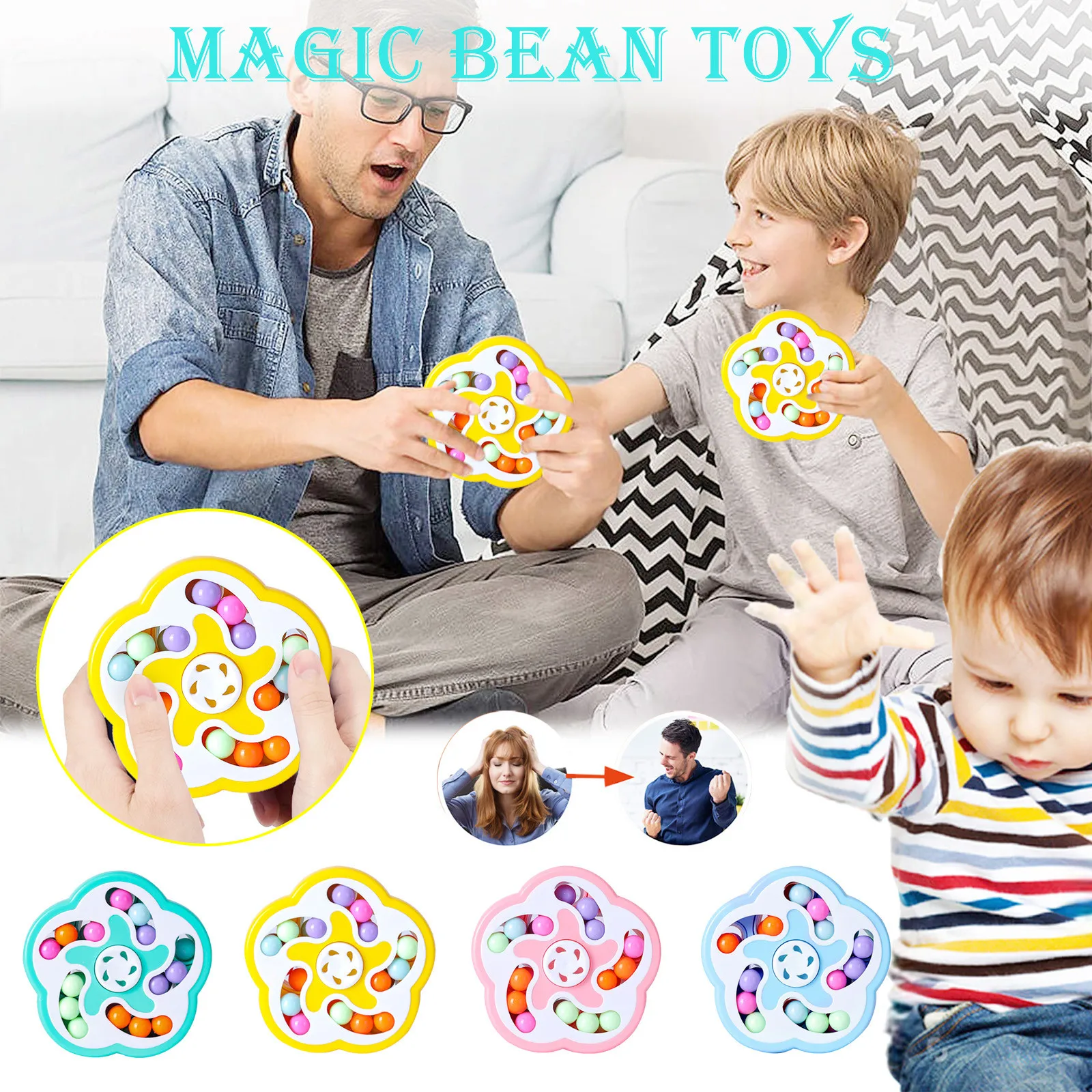 

Rotating Magic Beans Cube Fingertip Fidget Toys Kids Adults Stress Relief Spin Bead Puzzles Children Education Intelligence Game