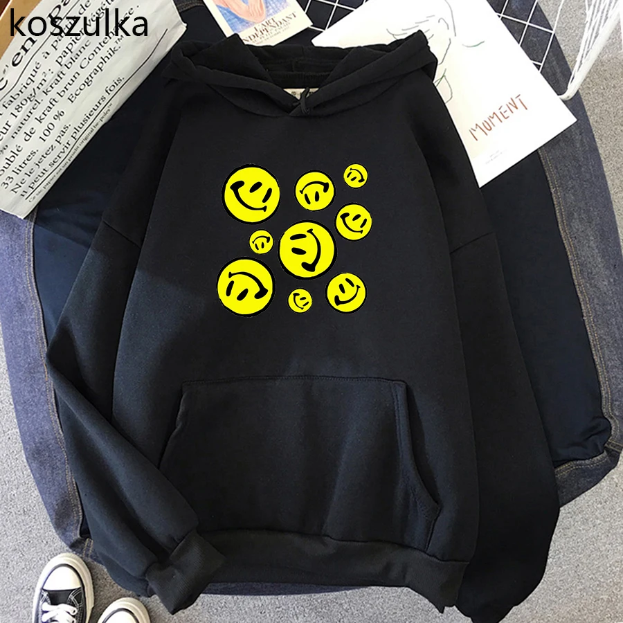 

2021 New Harajuku Hip Hop Sweatshirts Funny Cartoon Smiley Faces Graphic Hoody Fashion Printing Hoodies Men Women Hooded Clothes