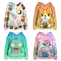 kids cute animals boba tea 3d print hoodies cartoon sweatshirt for girls boys teens children anime pullover harajuku streetwear