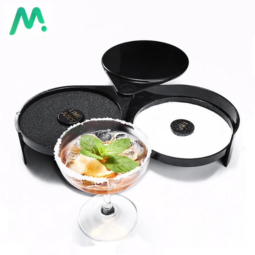 

3 Tier Glass Rimmer Bartender Cocktail ABS Accessory Rotating Salt Sugar Bar And Home Practical Lime Juice Glass Rimmer Durable