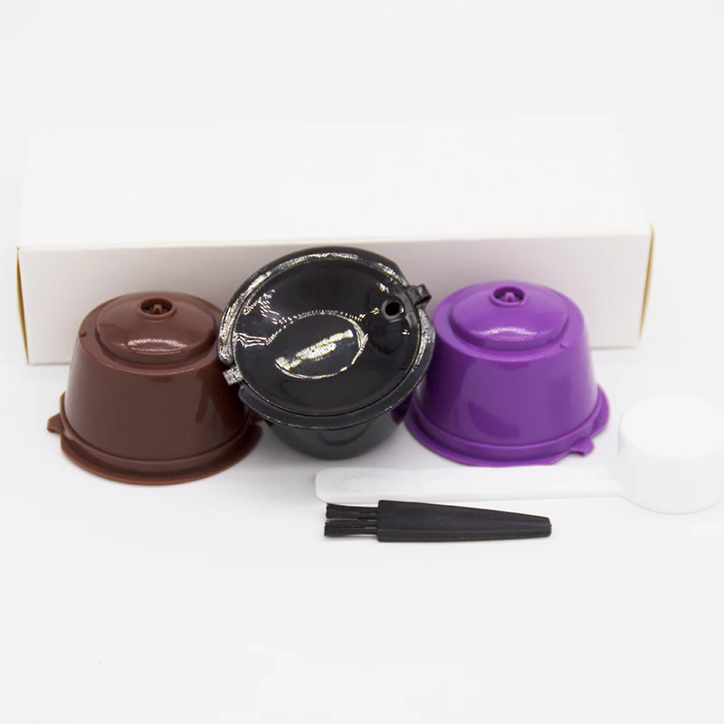 

Coffee Filter Cup With Spoon Brush Fit For Dolce Gusto Reusable Coffee Capsule Filters Baskets Capsules Kitchen Cafe Tools 3Pcs