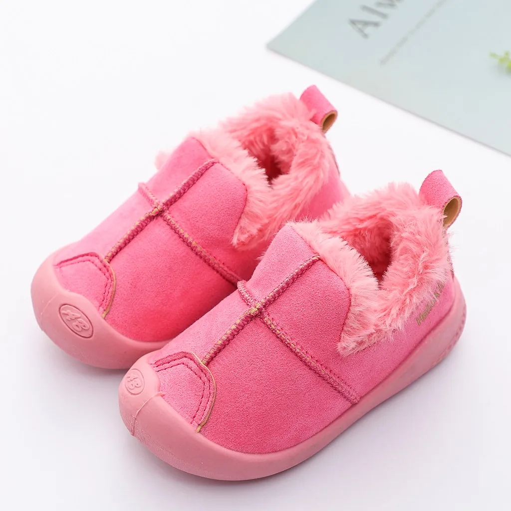 Зимние ботинки для младенцев детские маленьких девочек теплые плюшевые