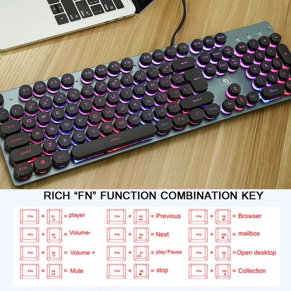 K100 стимпанк Ретро Keycap USB Проводная игровая механическая клавиатура с подсветкой |