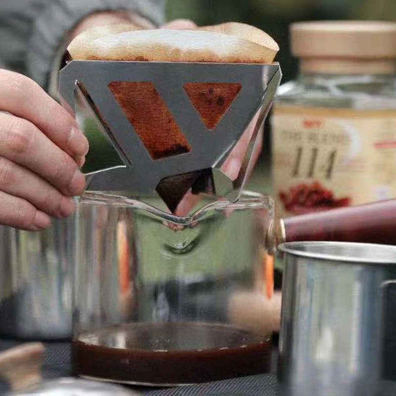 

Портативная капельная стойка для кофе, новинка 2021, складной уличный фильтр для кофе из нержавеющей стали, для кемпинга, ручной пробойник для...