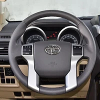 for toyota prado levin highlander corolla crown diy hand stitched black suede steering wheel cover interior car accessories