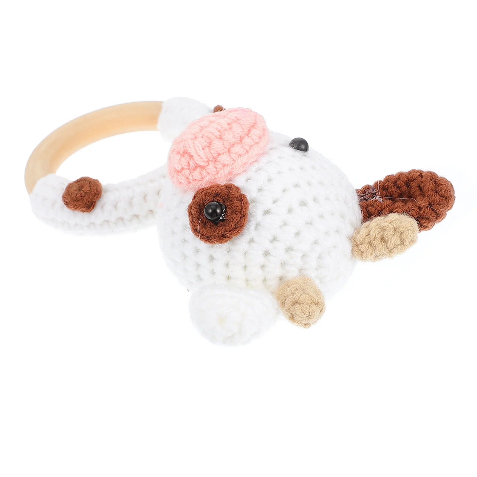 

Woven Baby Rattle Shaker Wooden Teething Ring Teether Baby Shower Gift