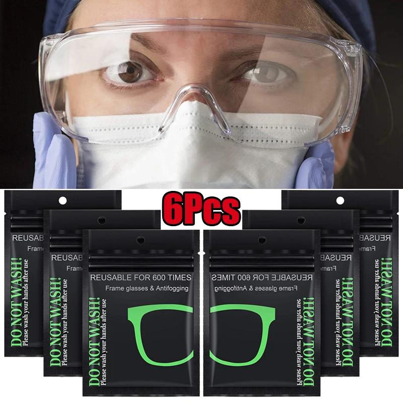 

6Pcs Anti Fog Wipes Nano Anti Fog Cloth Defog Reusable Cleaning Cloth for Glasses Goggles Motorcycle Helmet Eyeglass Camera Lens