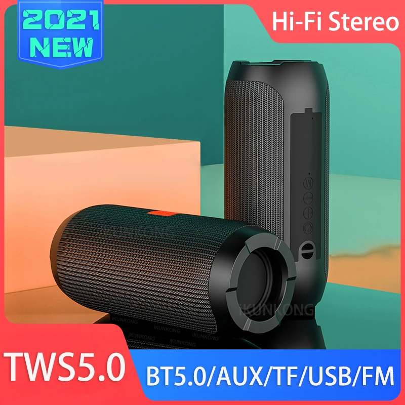 

Portable Bluetooth Speaker 20w Wireless Bass Column Waterproof Outdoor USB Speakers Support AUX TF Subwoofer Loudspeaker TG117