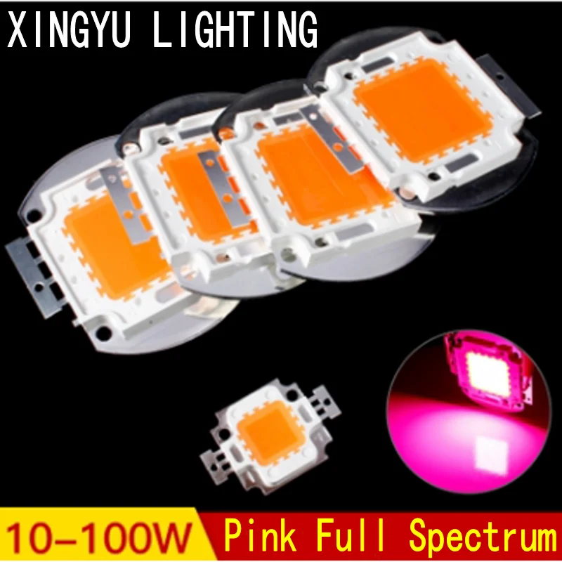 

led lamp beads high power 10-100W full spectrum pink LED lamp beads 380-840nm integrated plant light lighting