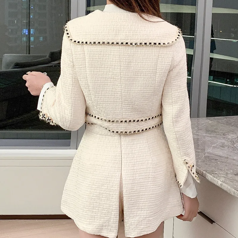

High Quality Pants Suits Autumn Winter 2 Piece Set Women Short Tweed Jacket Coat + Shorts Set Ladies Suit Runway 2 Piece Set