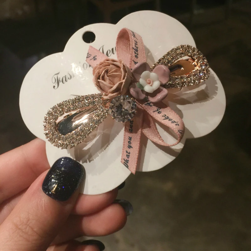 6 цветов новинка Женская жемчужная лента Шелковый бант цветок заколка для волос с