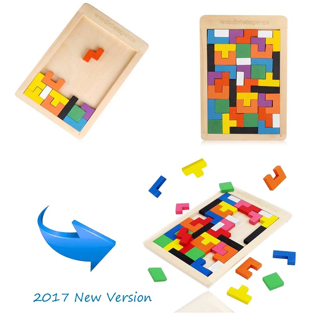 Детские 3D Деревянные Игрушки Tangram головоломка настольная игрушка тетрис игры
