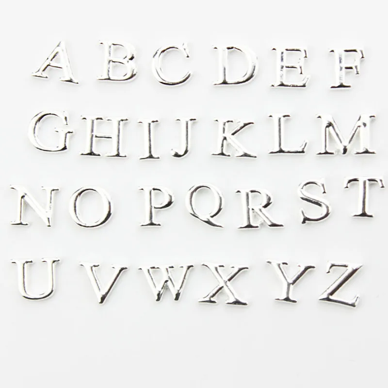 

130pcs/lot Wholesale Alphabet Silver and Glod Plated A-Z Initial Letter Floating Charms For Glass Locket