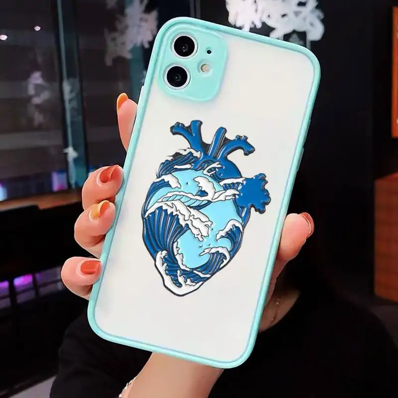 

Creative cartoon heart human Phone Case Matte Transparent for iPhone 7 8 11 12 s mini pro X XS XR MAX Plus cover funda