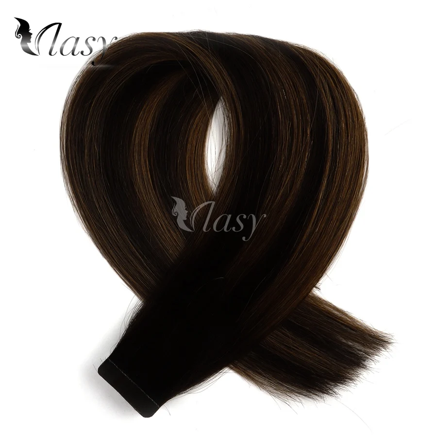 Vlasy 20 ''прямая лента для наращивания человеческих волос Remy кожа уточка клейкие