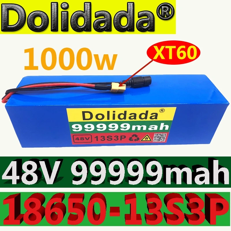 

48V99.999Ah 1000w 13S3P XT60 48V комплект литий-ионный батарей 99999mah для 54,6 v E-bike Электрический велосипед Скутер с BMS