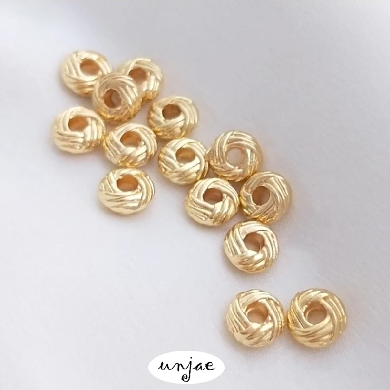 Color retention beads 14K gold pineapple knot loose beads 3x6mm coil spacer diy bracelet jewelry accessories