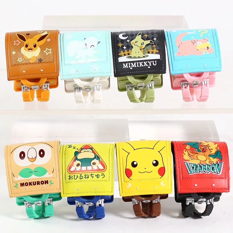 Школьная Сумка Pokemon 2 Pikachu Eevee Vulpix Mimikyu Slow Bro Rowlet Snorlax Charizard ПВХ фигурки игрушки 8