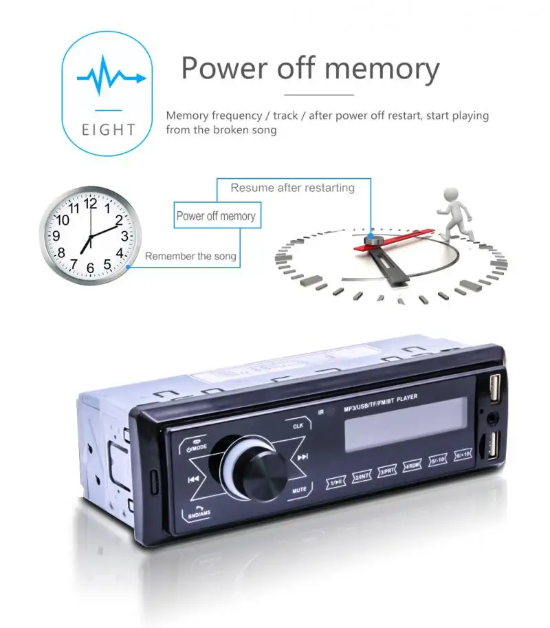 Bluetooth стерео аудио радио MP3 плеер 1 Din USB разъём подачи внешнего сигнала AUX-in