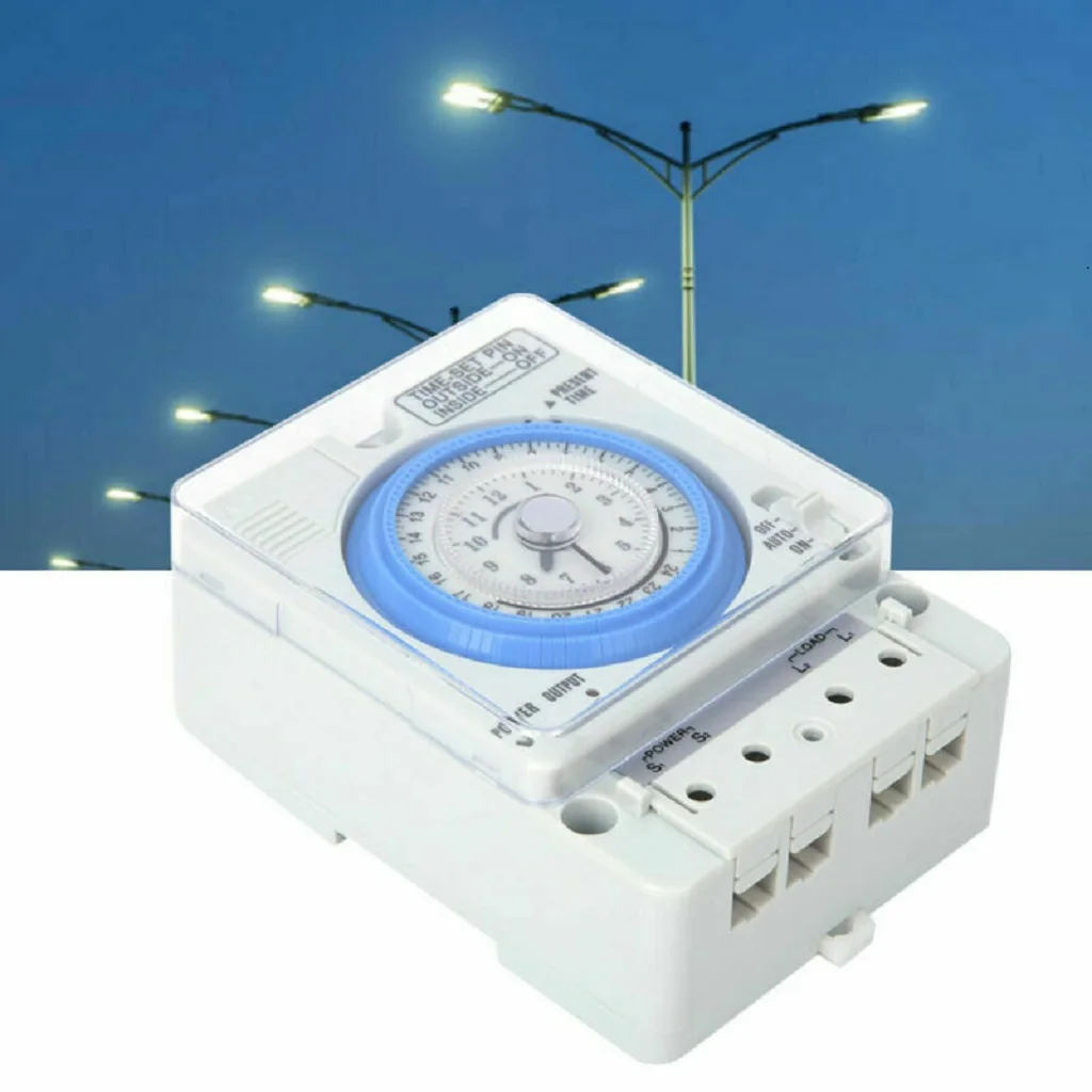 

Time Controller Din Rail Mounted 24Hrs Chronometry Timer Mechanical Switch Industrial Analogue Timer Device