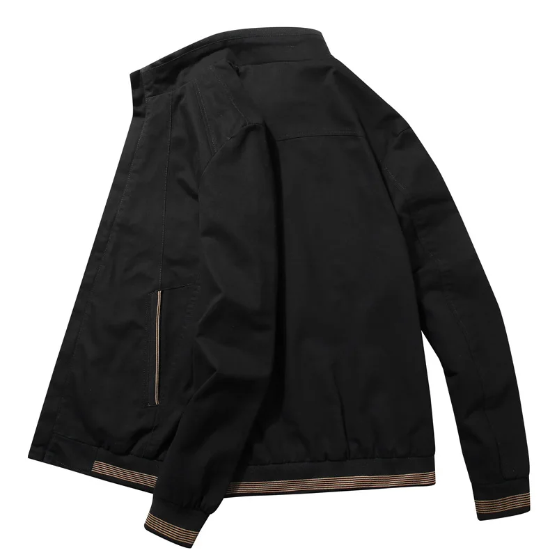 

2020 Men's New Spring and Autumn Leisure Collar Jacket Youth Solid Color Cotton Handsome Jacket