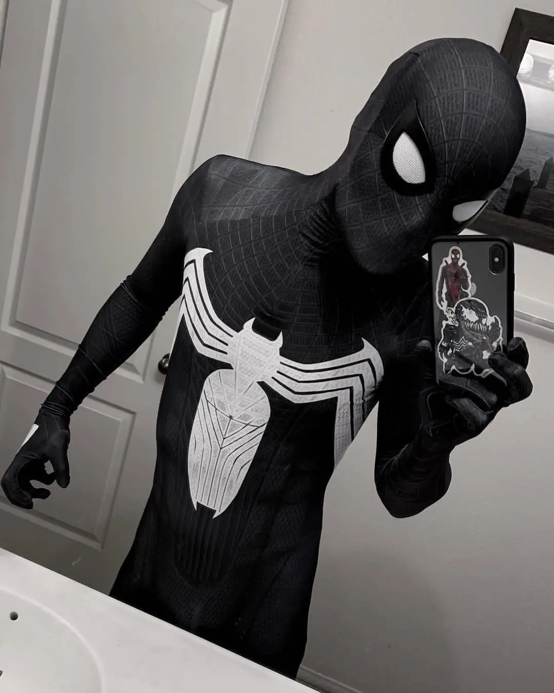 Черный костюм для косплея большие очки косплей на Хэллоуин полноразмерный