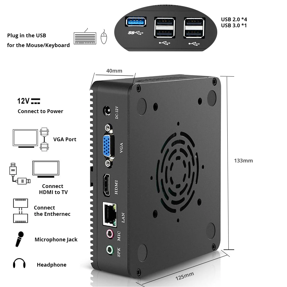 XCY Intel мини ПК двухъядерный Windows 10 с Vga Hdmi настольный компьютер j1900 j1800 Мини Микро
