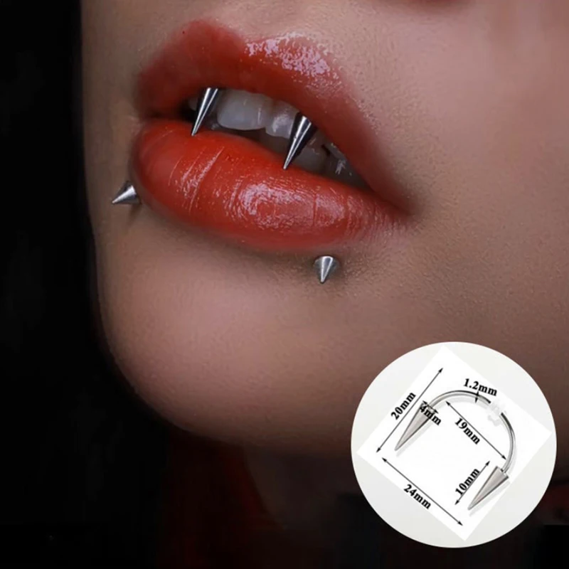 Goth Lips Ring Stainless Steel Septum Piercing In Mouth Ring Fake Piercing Body Nose Lip Rings Hoop Ear Tongue Ring Jewelry