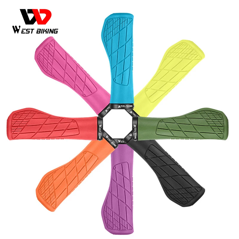 

WEST BIKING Bicycle Grips MTB Road Bike Rubber Handlebar Shockproof Anti-Slip Cycling Handlebar Cover Ergonomic Bicycle Grips