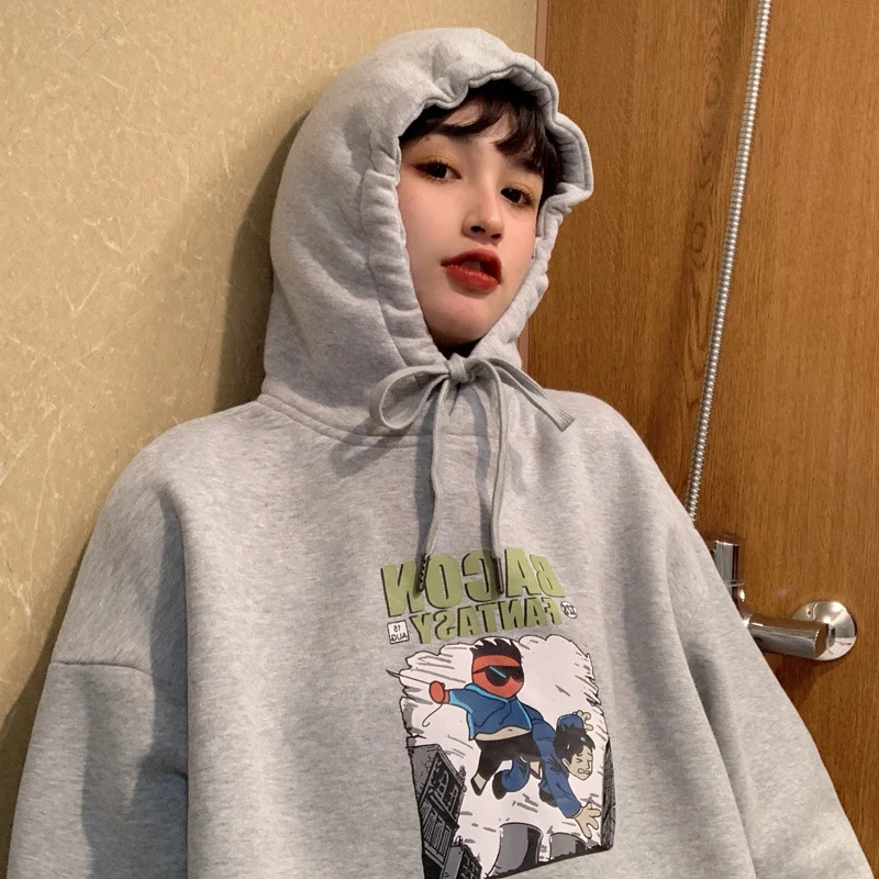 Сказочный свитер женский свободный корейский стиль бойфренд плюс бархатный