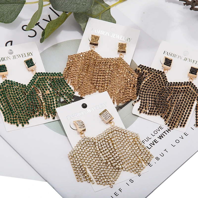 Необычные Роскошные блестящие висячие серьги ZA с кристаллами массивные