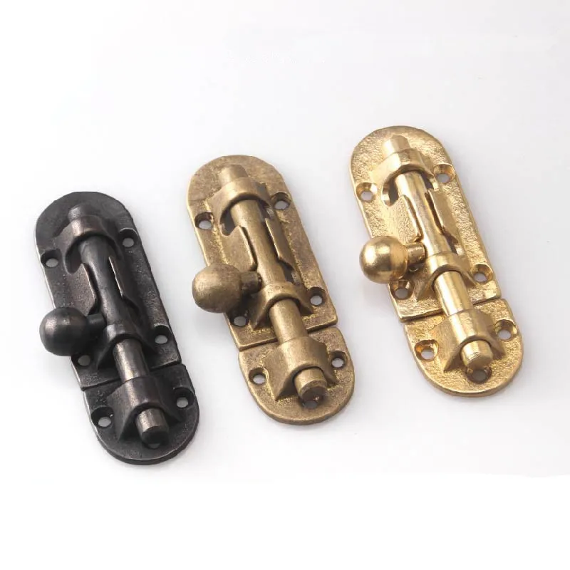 

Thickened antique door lock latch barrel bolt copper door buckles jewelry box latches Furniture accessories