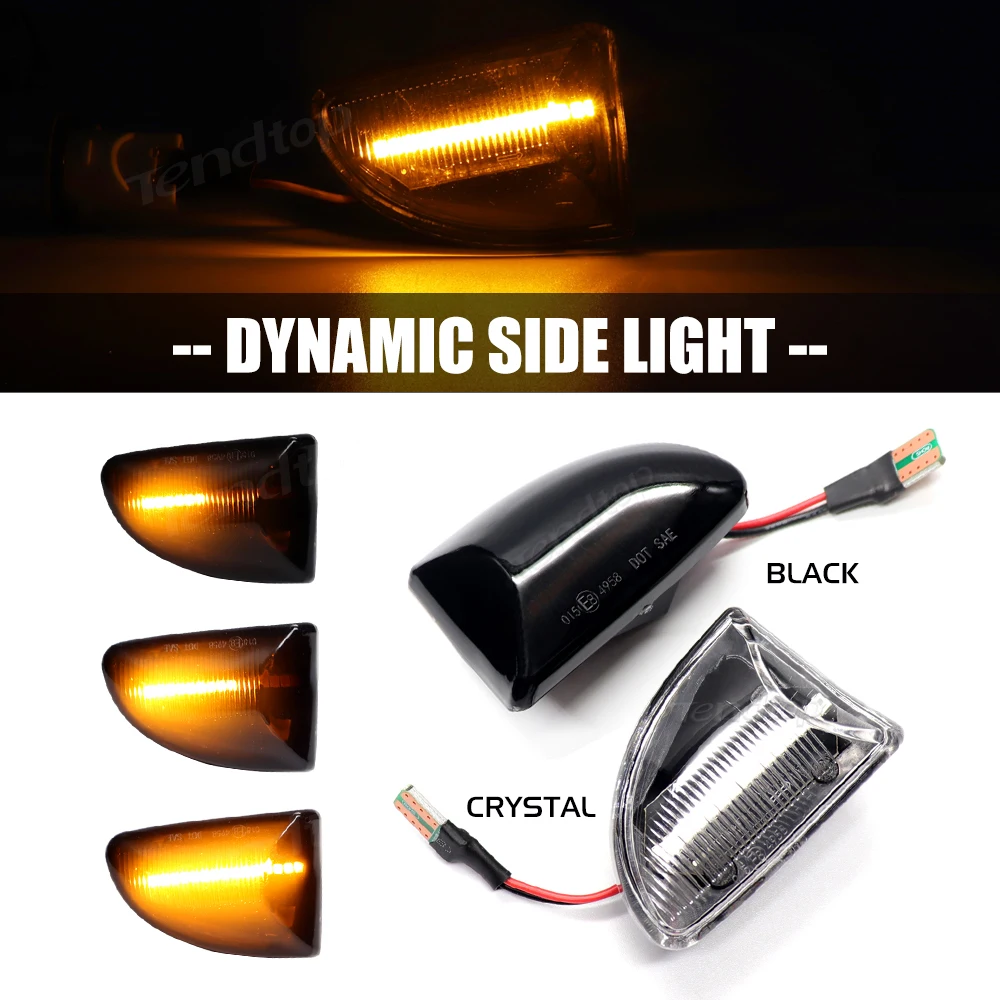 

For Mercedes Benz Smart Fortwo W451 Coupe Cabrio Smoked Dynamic Flowing LED Side Marker Turn Signal Light