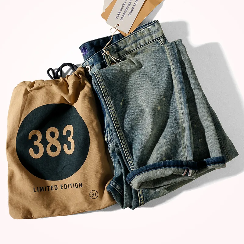 

2021 Summer New Thin Holes Straight Jeans Men's Fashion Blue Nostalgic Washed Old Retro Slim Stretch Casual Denim Pencil Pants